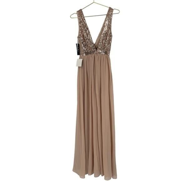 Lulus Dresses & Skirts - Lulus Elegant Encounter Gold Sequin Maxi Dress Size XS NWT.